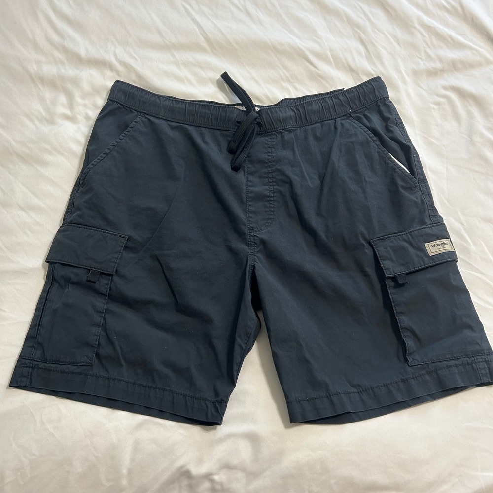 Wrangler Mens Relaxed Fit Cargo Shorts Black Elastic Waist NS857FK Size 36